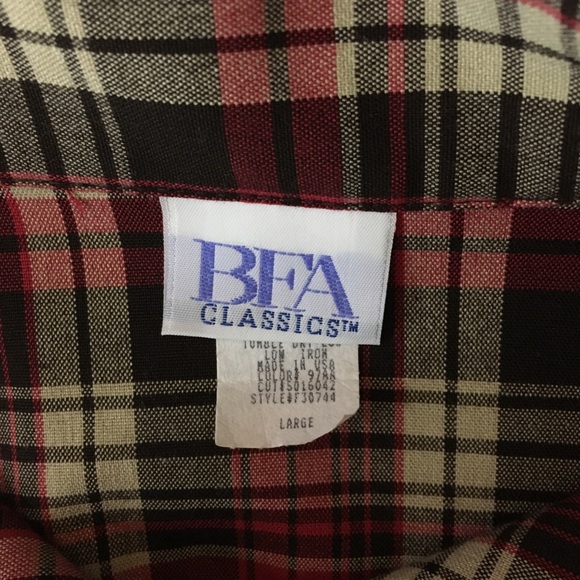 VINTAGE Red Hunter Plaid Button Up Top - Picture 7 of 8